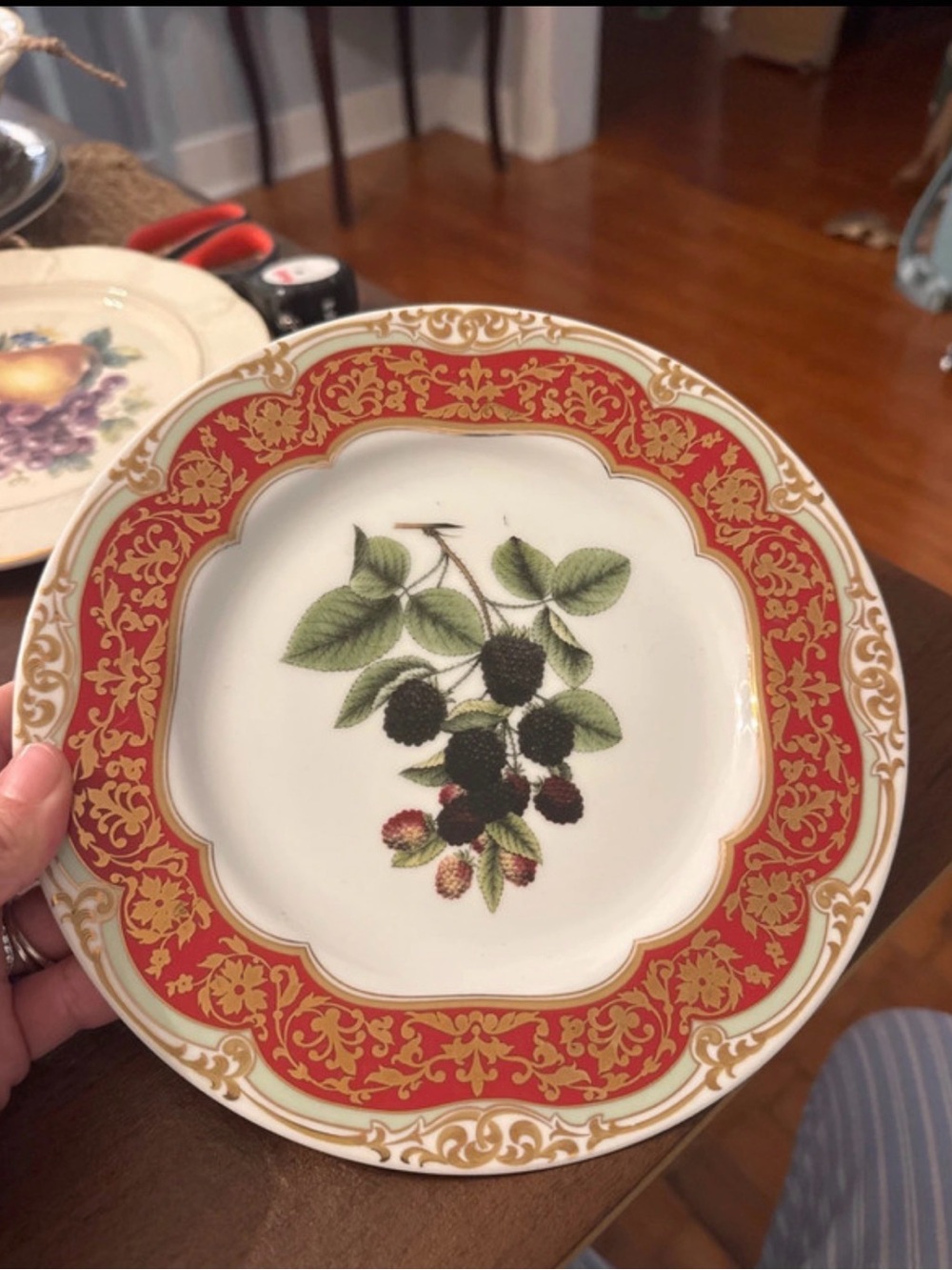 Winterarthur Decorative Red and Gold Berry Porcelain Plate